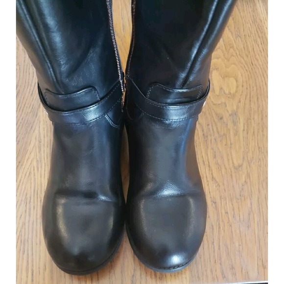 Size 5 Michael Kors Emma Derby Riding Boots Women's Boots Black & Brown Low Heel - Picture 4 of 8